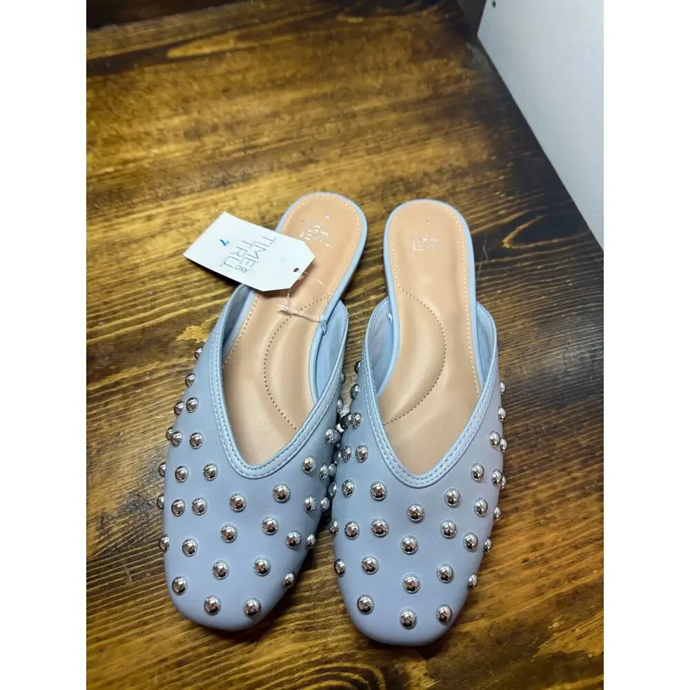 Time And Tru Blue Studded Mules Size‎ 7